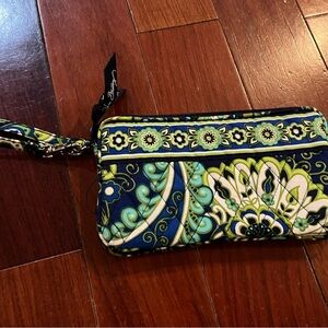 Vera Bradley Blue and Green Patterned Wristlet